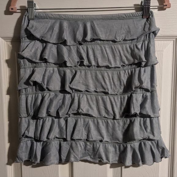 White Rice Light Blue Ruffle Tiered Mini Skirt S Vintage Y2K Festival - Picture 3 of 4